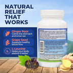 Vertigo Relief Product & Non‑Drowsy Motion Sickness Pills: Nausea and Dizziness, Ginger & Grape Seed Formula, Inner Ear Balance, Car, Cruise & Travel Essential, Stomach Support (80 Count – Pack of 2)