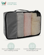 WTREE 4-Piece Packing Cubes Travel Accessories Set for Suitcases - Luggage Organizer Bags with Double Zipper - Mesh Top - Small/Medium/Large/Slim - Dark Grey
