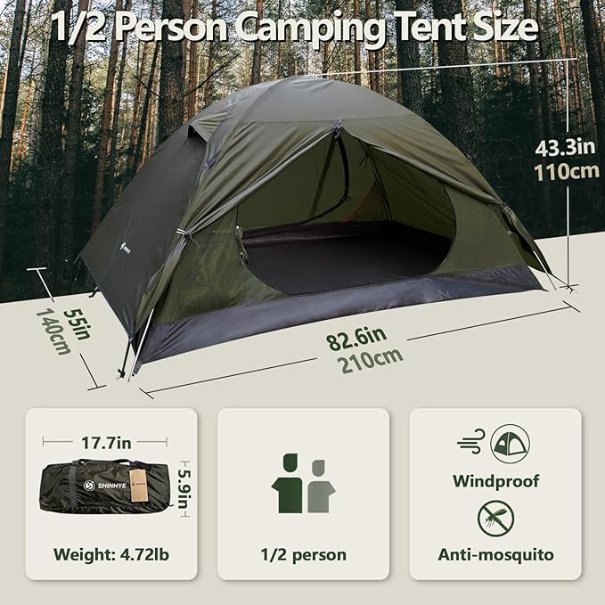 Ultralight 2/3/4 Person Backpacking Tent - Waterproof, 2 Doors, Easy Setup