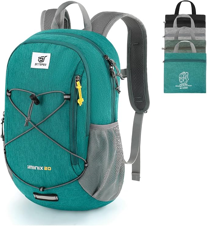 SKYSPER Foldable Small Backpack – 20L Lightweight Hiking Daypack with Chest Belt Packable Travel Rucksack for Women Men