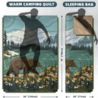 Outdoor Camping Blanket with Sherpa Lining, Extra Warm Thick Camp Blankets and Puffy Ultralight Soft Poncho DWR Camping Quilt for Cold Weather, Adventure, Sleeping, Backpacking 78"x 56"