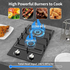 Gas Stove 2 Burner Propane Cooktop 12 inch, Nafewin Tempered Glass Portable Gas Cooktop Stove Burner with Thermocouple Protection, Lpg/Ng Dual Fuel Built-in Hob for Apartments, Outdoor, Rvs