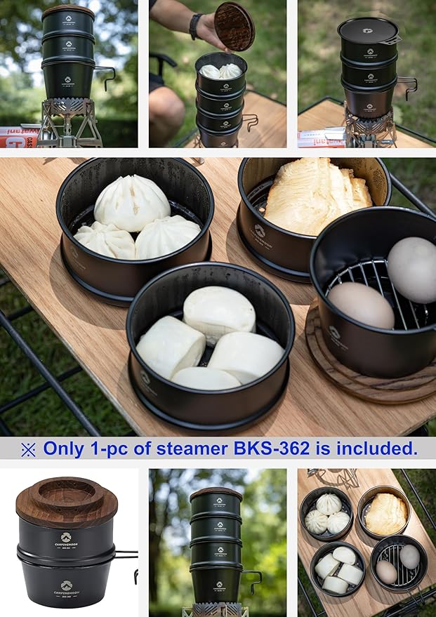 camping moon φ4.7-Inch Mini Steamer for Sierra Cup 304 Stainless Steel Black BKS362