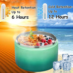12oz Insulated Vacuum Food Jar with Buckle Lid Wide Mouth Soup Thermo for Hot Food Kids Leakproof Stainless Steel Lunch Container (Gradient Green, 12OZ)