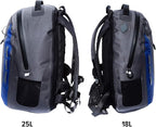 Submersipack Waterproof Backpack - Submersible, Inflatable, Floating TPU Coated Durable Nylon Dry Bag with Airtight Zipper for Kayak, Fishing, Boating, Hiking, Paddle Board (Deep Blue, 25L)