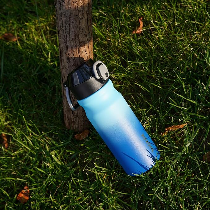 BJPKPK 18oz Insulated Water Bottle With Straw Stainless Steel Double Wall Water Bottles BPA Free Leak Proof Thermo With Lockable Flip Lid And Soft Silicone Spout,Ocean Dream