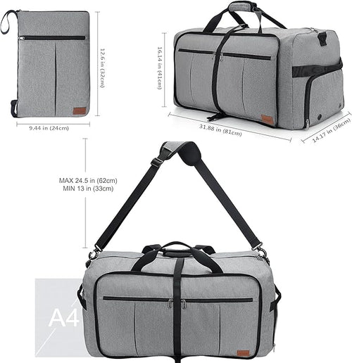 120L Travel Duffle Bag for Men, Large Foldable Duffel Bag for Travel with Shoe Compartment Overnight Weekender Bag Gym Bag for Men Women Waterproof & Tear Resistant (Gray, 120L)