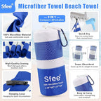 Sfee 4 Pack(8Pcs) Microfiber Travel Towel, Beach Towel Quick Dry Towel Camping Towel Super Absorbent Compact Lightweight Sports Towel Gym Towel for Beach, Gym, Hiking, Pool, Backpacking, Bath, Yoga