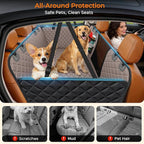 URPOWER Backseat Extender for Dogs - Hard Bottom Dog Car Seat Cover for Back Seat, Dog Hammock for Car and SUV, Pet Rear Seat Protector Dogs Travel Bed with Mesh Window & Side Flaps