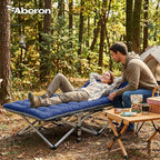 ABORON Camping Cot for Adult 28" Extra Wide, 2PK Heavy-Duty 1200D Oxford Cot for Sleeping, Portable Folding Camp Bed with Mat & Carry Bag