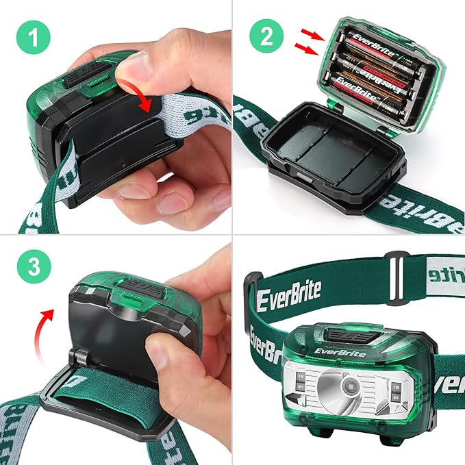 EverBrite Headlamp, 2 Pack Kids Headlamp with Red Light and Memory Function, Head Lamp for Adults and Kids with 5 Modes, Bright Headlamps for Camping, Running, Batteries Included