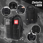 Survival First Aid Kit with Israeli Bandage, Splint, Chest Seal, Tactical Military Combat Molle IFAK for Wound Care, Bleeding Control, Trauma Hemorrhage and More