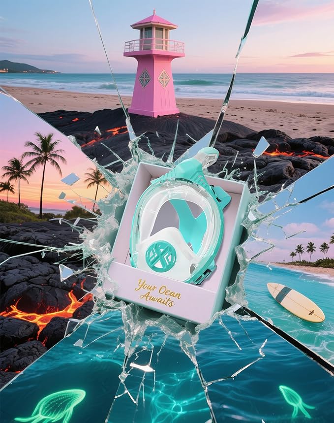 Full Face Snorkel Mask- Snorkeling Gear for Adults with Safe Dry Top Breathing System, Latest Foldable Panoramic View Snorkeling Mask for Men and Women, Anti Fog Anti Leak