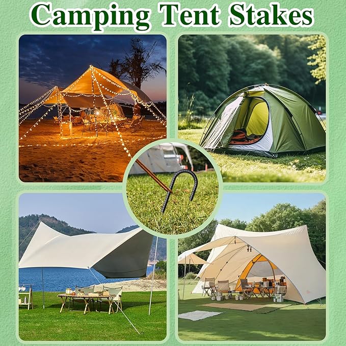 Rebar Stakes 12 Inch J Hook Ground Stakes Heavy Duty 30 Pack Chain Link Fence Stakes Galvanized Anchors Metal Tent Stakes for Wire Fencing Concrete Forming Trampolines Camping Canopies Shed Swing