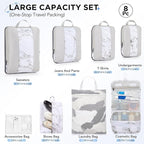 8 Set Compression Packing Cubes for Travel Essentials,Compressible Expandable Packing Cubes for Suitcase,OlarHike Luggage Organizer Bags for Travel,Handy Helper for Organizing Clothes(White Marble)