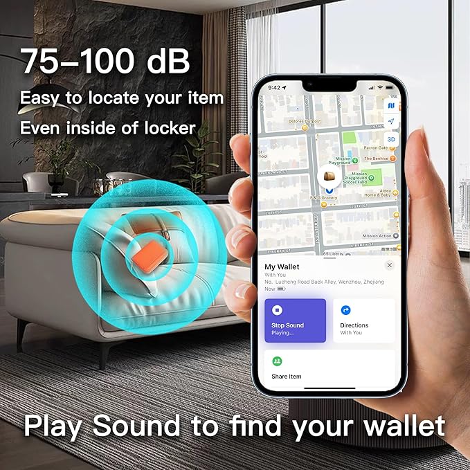 2025 New Wallet Tracker Card for Apple Find My (iOS Only) [Apple MFi Certified] 0.07 inch Super Slim 1 Year Battery Bluetooth Smart Finder GPS Item Locator for iPhone iPad