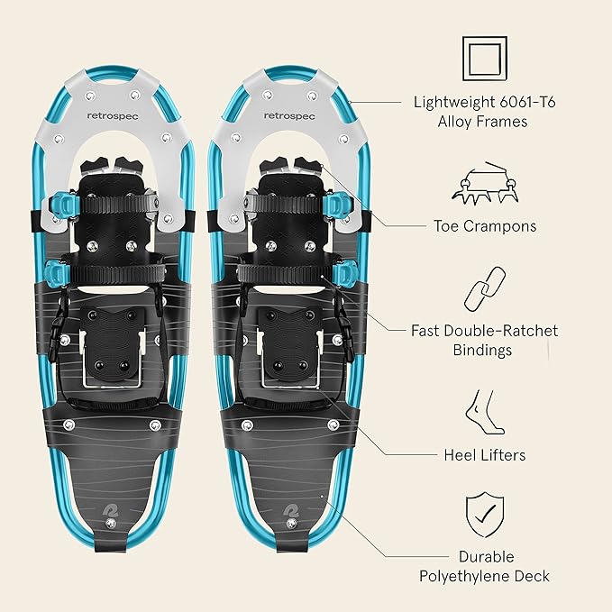 Retrospec Drifter Snowshoe for Men & Women - Aluminum Frames & a Double-Rachet Binding System - Lightweight All Terrain Snow Shoes