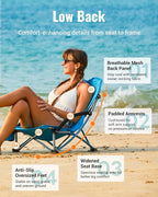 KingCamp Low Beach Chairs, Portable Folding Chair for Adults Extra Wide Ergonomic High Back Seat 300lbs Heavy Duty Lightweight Oversized Gear with Carry Bag for Outdoor Lawn Camping Picnic