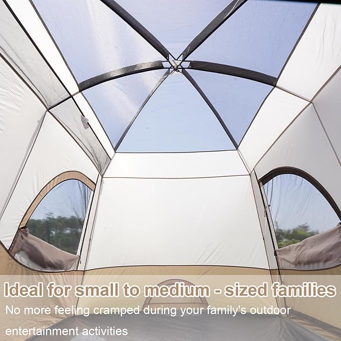 Vidalido Tents，6-8 Person Camping Tent with Extended Vestibule，2 Room Weather Resistant Family Tents，Easy Install Waterproof Outdoor Tent for Backpacking and Camping Hiking