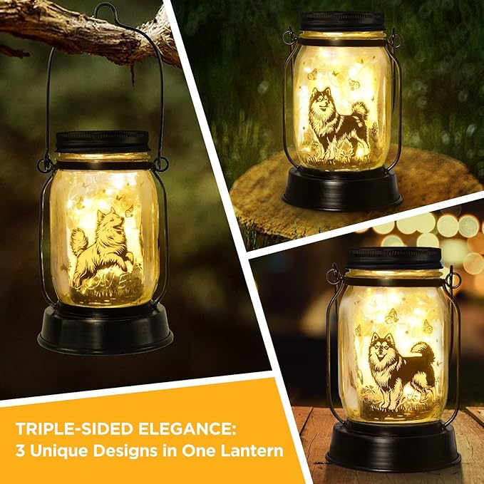 kyoryuger Samoyed Gifts for Women/Men Samoyed Dog Solar Lanterns Mom Birthday Dog Lovers Lantern Pet Loss Pet Memorial Lights Solar Garden Decoration for Yard, Patio,Backyard,Porch Torches