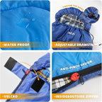 Camping Sleeping Bag, 32℉ Sleeping Bags for Adults Kids Teens Cold Weather Warm Sleeping Bag Winter for 3-4 Season Camping, Camping Gear Equipment, Traveling, and Outdoors