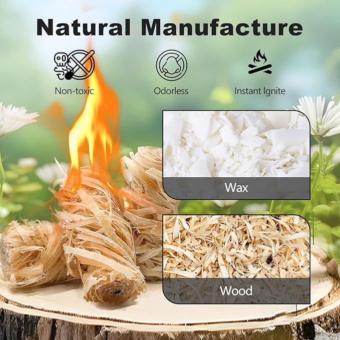 110 Pcs Fire Starter - Natural Fire Starters for Fireplace, Pellet Stove, Campfires, BBQ, Pizza Oven, Camping, Fire Pit &Chimney, Smoker, Fire Starters for Grill, Charcoal Starter
