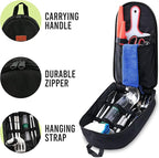 Camping Utensils Set, 21pcs Camp Cooking Kit with BBQ Tools, Knife Set & Spice Kit – Heat-Resistant Cutting Board, Dishwasher-Safe Cutlery for Outdoor, Hiking, Backpacking