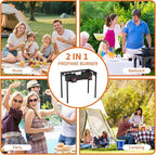 2 Burner Gas Stove, High Pressure Outdoor Propane Burner with Detachable Legs, 150,000 BTU Camping Stove Outdoor Burner with 0-20 PSI Regulator for Camping, Backyard, Outdoor Cooking