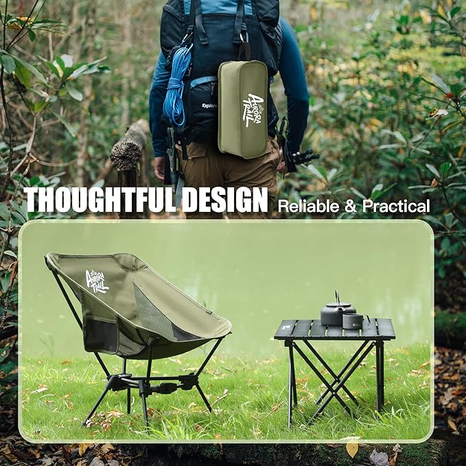 Ultralight Backpacking Chair,2.2lb Compact Folding Camping Chair,Supports 300lbs,Portable Travel & Hiking Chair,Lightweight Design,Perfect for Hiking Gear, Picnics and Traveling, (Green)