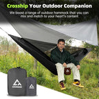 Camping Hammock with Mosquito Net and Rain Fly Tarp - 2 Person Hammock Tent, Portable Parachute Nylon Hammock for Outdoor, Hiking, Backpacking, Backyard, Travel (Hold Up to 500lbs) - Black