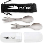 Spork Ultra Lightweight and Strong 5 in 1 Camping Utensil Set-Spoon+Fork+Knife+Peeler+Bottle Opener+Bag+Carry case. Ideal for Outdoors, Home or Office