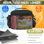 QT&QY Tactical Lunch Bag for mens Military heavy duty lunch box work Leakproof insulated Durable Thermal Cooler Bag for Adult Meal for Office Camping Picnic Pail MOLLE Webbing Black