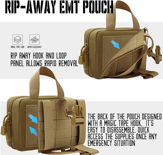 Upgrade Molle Rip Away Ifak Pouch, Tactical Small Belt First Aid Pouch Medical Utility EMT Pouch Only