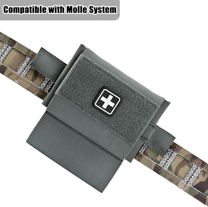 2-in-1 Micro Med Kit Med Pouch Tactical Mini First Aid Pouch Empty Small IFAK Pouch Compact Med Pouch EDC Bag with Tourniquet Holder |MOLLE Belt IFAK Micro Trauma Kit Pouch