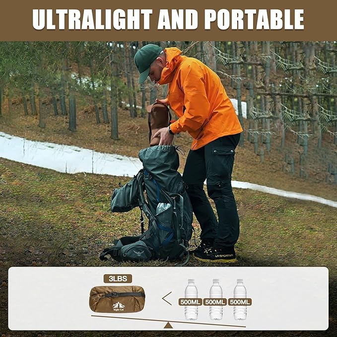 Night Cat Ultralight Tent 1 Person for Professional Backpacker Hiker 2 LBS Only Lanshan Backpacking Bivvy Ground Tent Heavy Rain Waterproof Trekking Pole Not Included