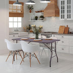 Foldable Table, Plastic 6FT Folding Table, Indoor Outdoor Portable Utility Table with Handle for Party, Camping and Picnic, Brown