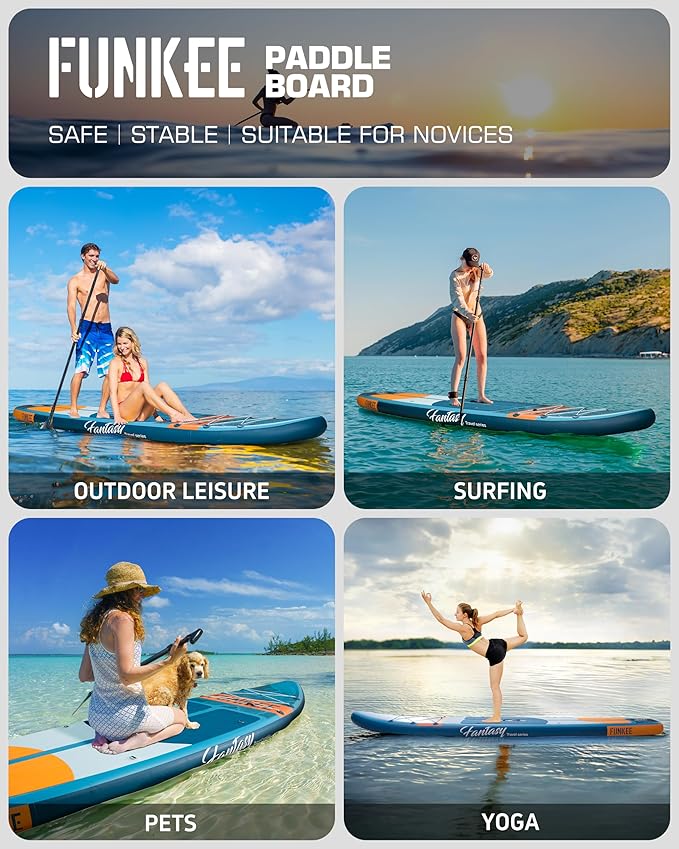 11’×34"×6" Extra Wide Inflatable Stand Up Paddle Board, Sup Board with Removable Fins, Backpack, Floating Paddle, Safety Leash, Floating Phone Case for Adults & Youth of All Skill Levels