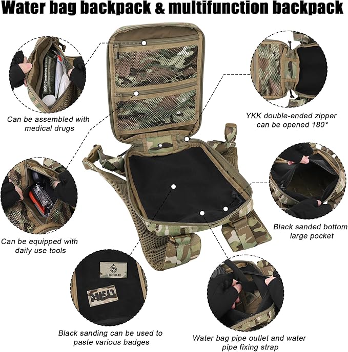 PETAC GEAR Tactical Molle Hydration Pack for 1.5L - Lightweight Water Reservoir Bag for Molle Vest Backpack, for Hiking, Hunting