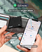 Rhinokey® Wallet Tracker Card (iOS Only) - Slim Rechargeable 1.8mm Thin Tracker, Airtag Wallet IP68 Waterproof, Apple Find My Luggage Tags, Item Finder with Key Chain Hole