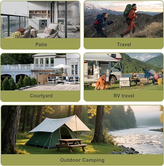 Vigorport Portable Travel Clothesline, Windproof Clothes Line with Hang Hole, Indoor and Outdoor Laundry Line with Clothespins for Hotel, Camping, RV, Cruise Ship (Green, 18.8Ft)