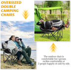 UBALANCE Double Camping Chair for Adults - Heavy Duty 650LBS Portable Camping Chairs Oversized Camping Loveseat, Folding Camping Chair for Garden Lawn Sport Picnic Beach Fishing (Gray)