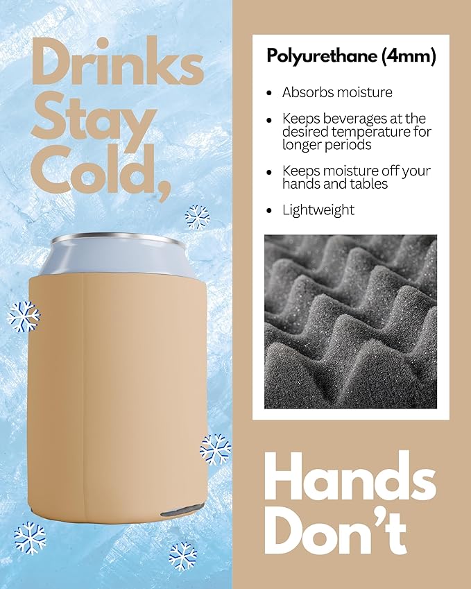 PartyPrints 1000 Pack Peach Blank Can Cooler Sleeves, Customizable Bulk Can Coolers, Extra-Thick Collapsible Drink Insulator Sleeve, Beer Can Coolers for Party Beverages