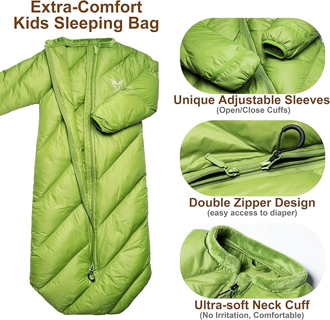 T40 Toddler Sleeping Bags Boys Girls | Ages 2-4 | Puffy Kids Sleeping Bag Camping Sleepovers |up to 46 in| Lightweight Compact Comfort for Indoor Outdoor Machine Washable