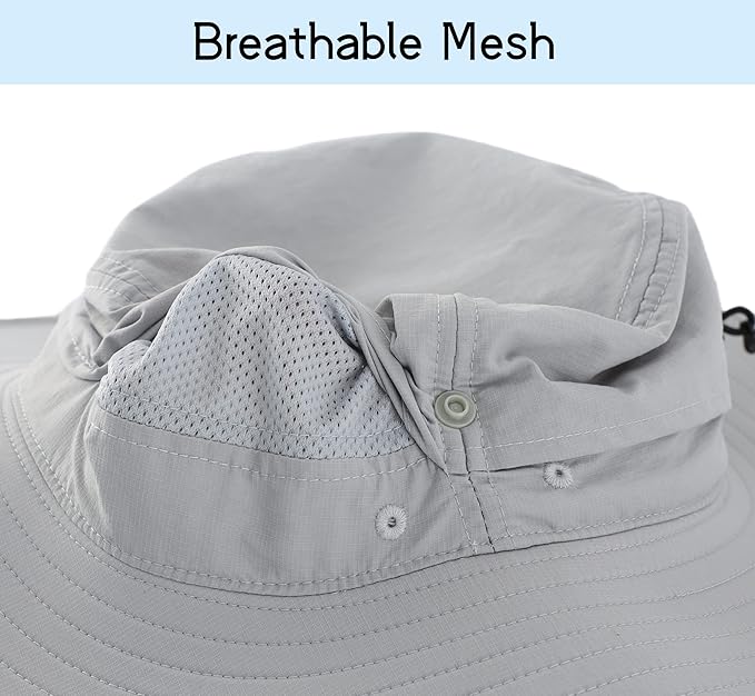 Connectyle Sun Hat for Men Women Outdoor UV Protection Safari Hat for Fishing Hiking Gardening Breathable Cowboy Hat UPF50