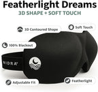 Nidra Contoured Sleep Mask for Side Sleepers – Zero Pressure Fit, Light Blocking Eye Shade for Sleeping & Travel – Black, Small Size