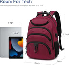 Boavan Laptop Backpack for men, 15.6 inch Laptop Bag with USB Port, Waterproof Travel Work Backpack Purse, Anti-Theft Teacher Nurse Doctor Casual Bookbags Office Business backpack，Russet Red