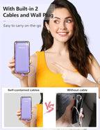 Portable Charger Power Bank with Built-in Cable & AC Plug, 10000mAh Fast USB-C Charger, Slim Mini Battery for iPhone 16/15/14/13/Pro/Max & All USB-C Devices