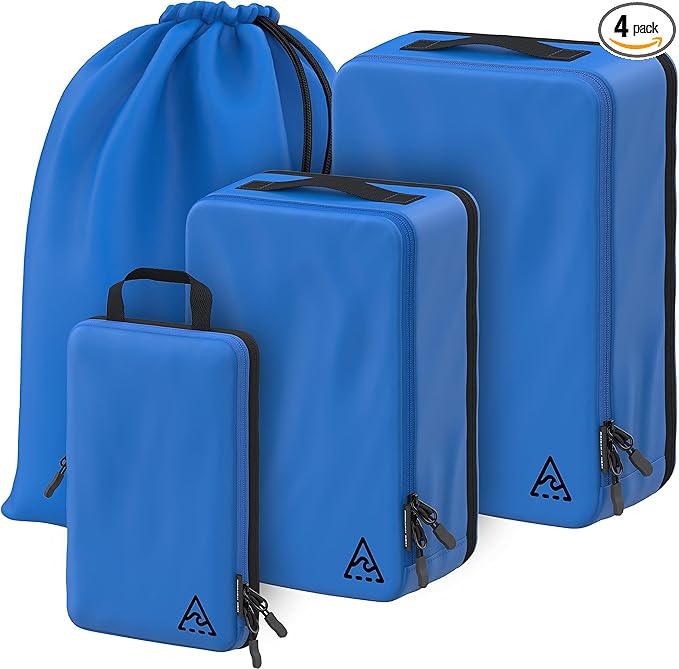 4-Piece Deluxe Compression Packing Cubes Travel - Maximize Space In Luggage With Double Capacity Design, Luxury Compressible Packing Cubes For Travel, Large, Small, & Medium Set