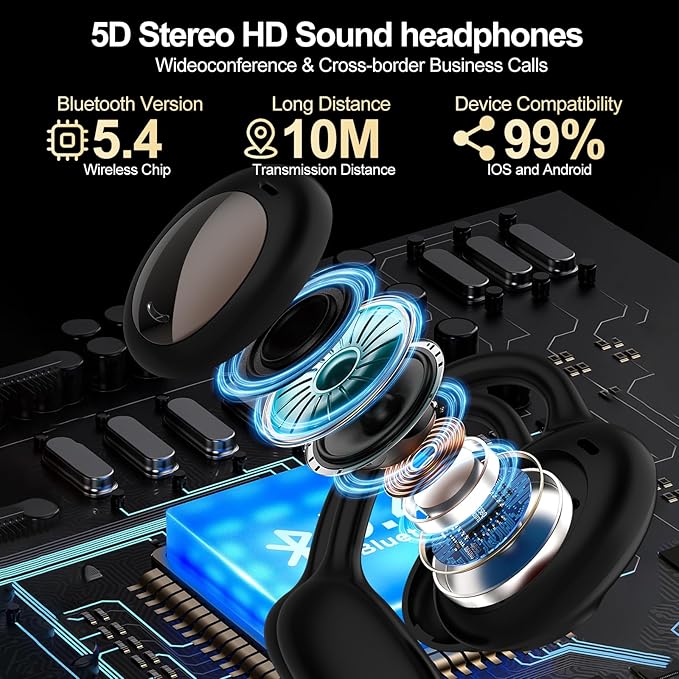 AI Translation Earbuds Real Time 3-in-1, 144 Language No Subscription Fees, Language Translator Device with APP Fit iOS & Android Bluetooth Headphones for Business Office and Travel (Bright Black)