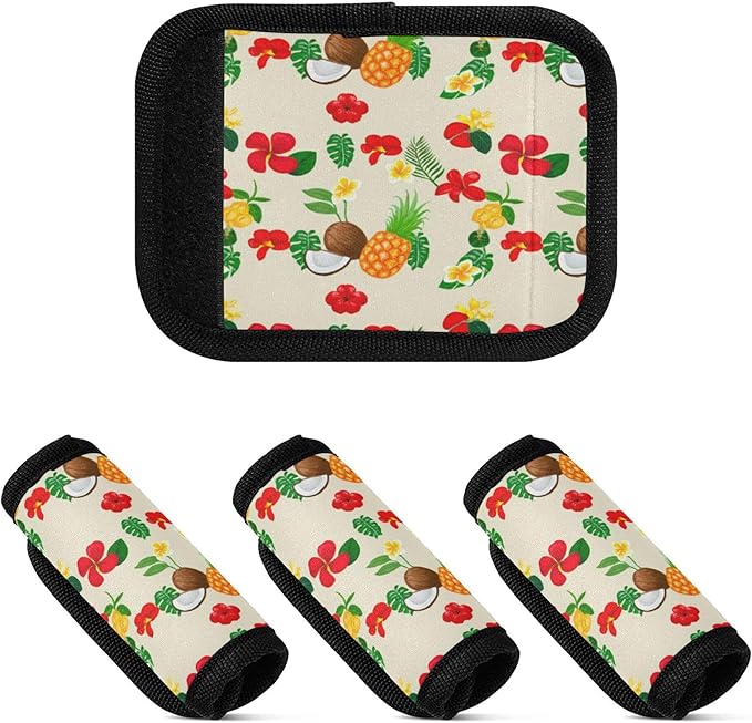 4 Pack Food Luggage Handle Wrap, Detachable Luggage Tag, Neoprene Suitcase Wrap with Comfort Grip & Bright Identifier for Suitcase, Travel Bag, Sports Bag